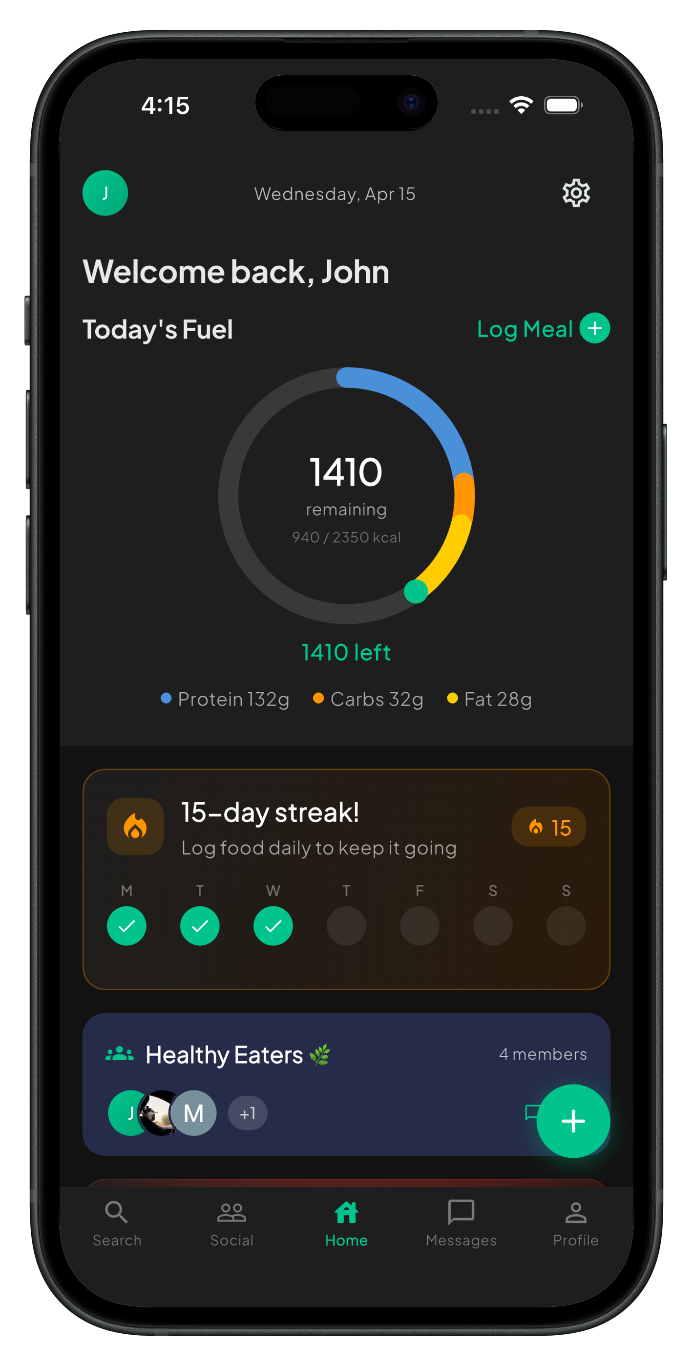 Kalorie App Dashboard